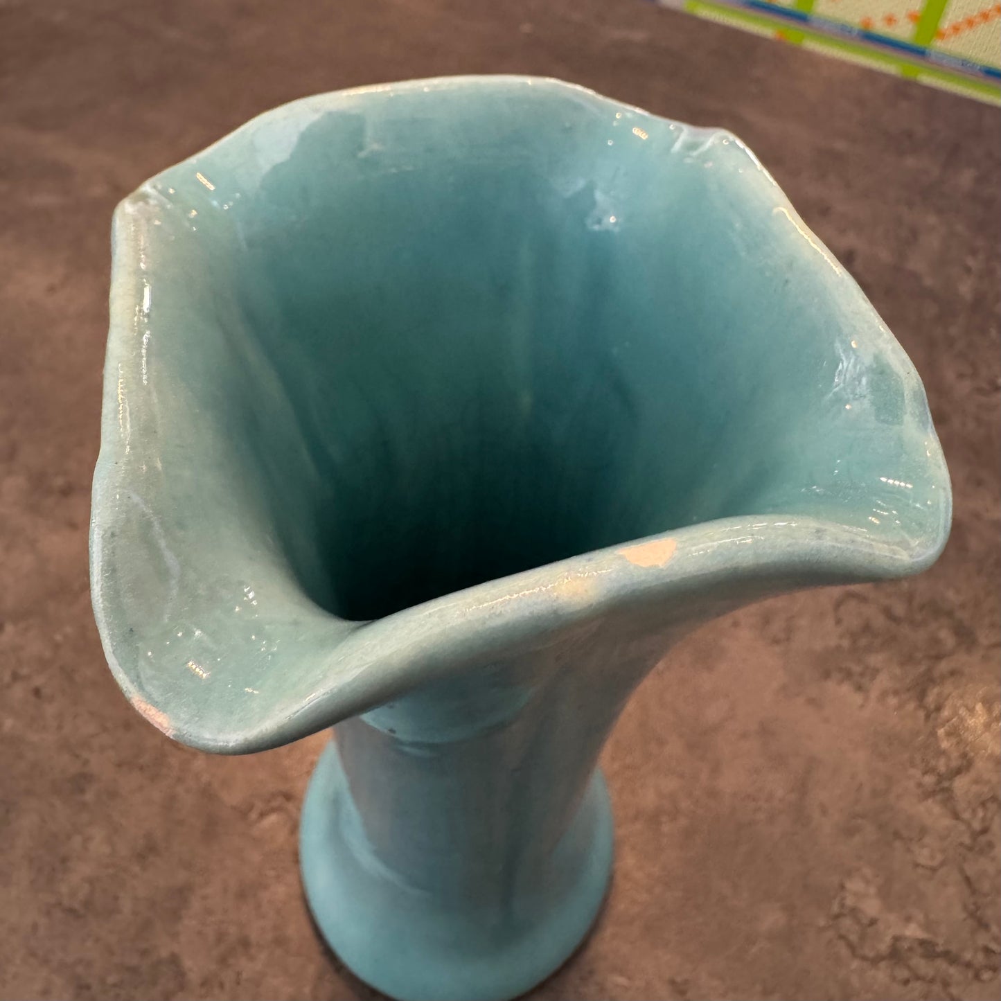 Pale Blue Art Nouveau Vase 6"H