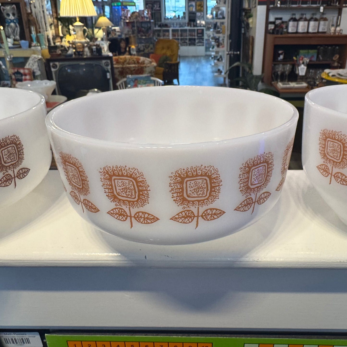 Set of 3 Federal Glass Sunflower Mixing Bowls