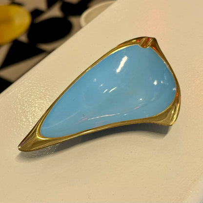 Enameled Blue and Gold Atomic MCM Ashtray