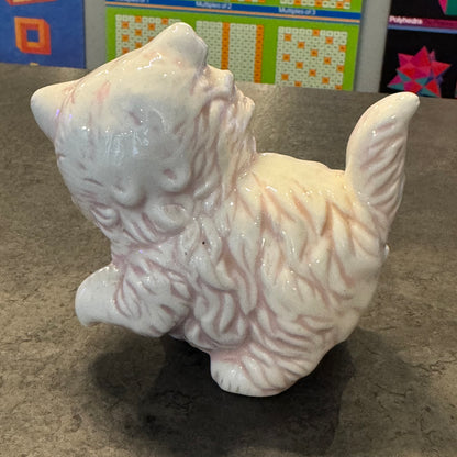Vintage White and Pink Kitten Figure