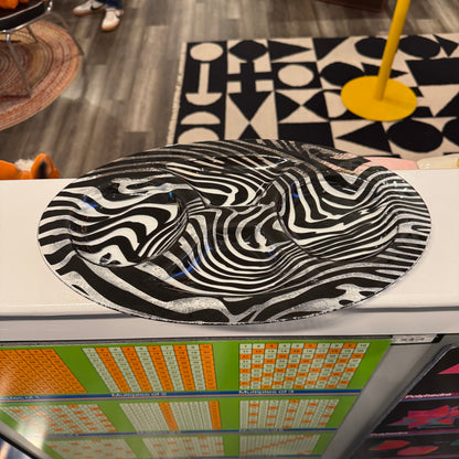 Glass Zebra Separated Serving DIsh