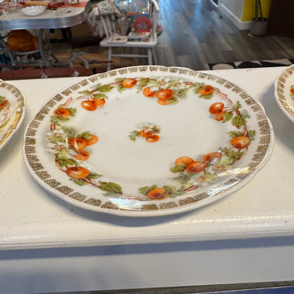 Set of 3 German Porcelain Side Plates with Cherries and Blossom Design