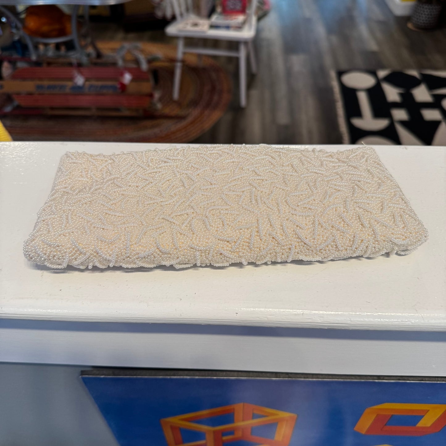 White Beaded Clutch Purse