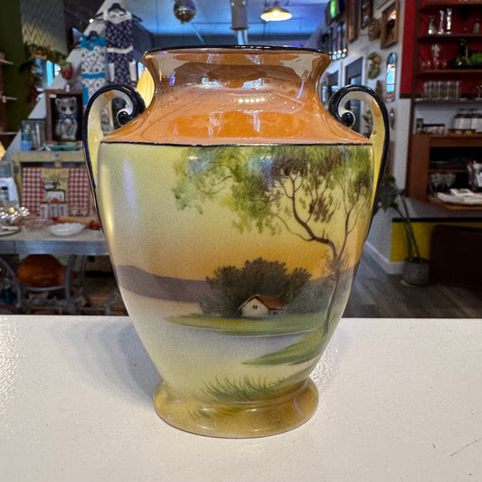 Vintage Noritake Lusterware Hand Painted Vase Japan