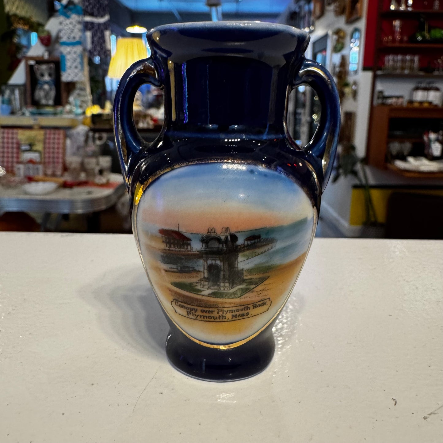 Plymouth Rock Souvenir Glazed Vase Jonroth Made in Germany.