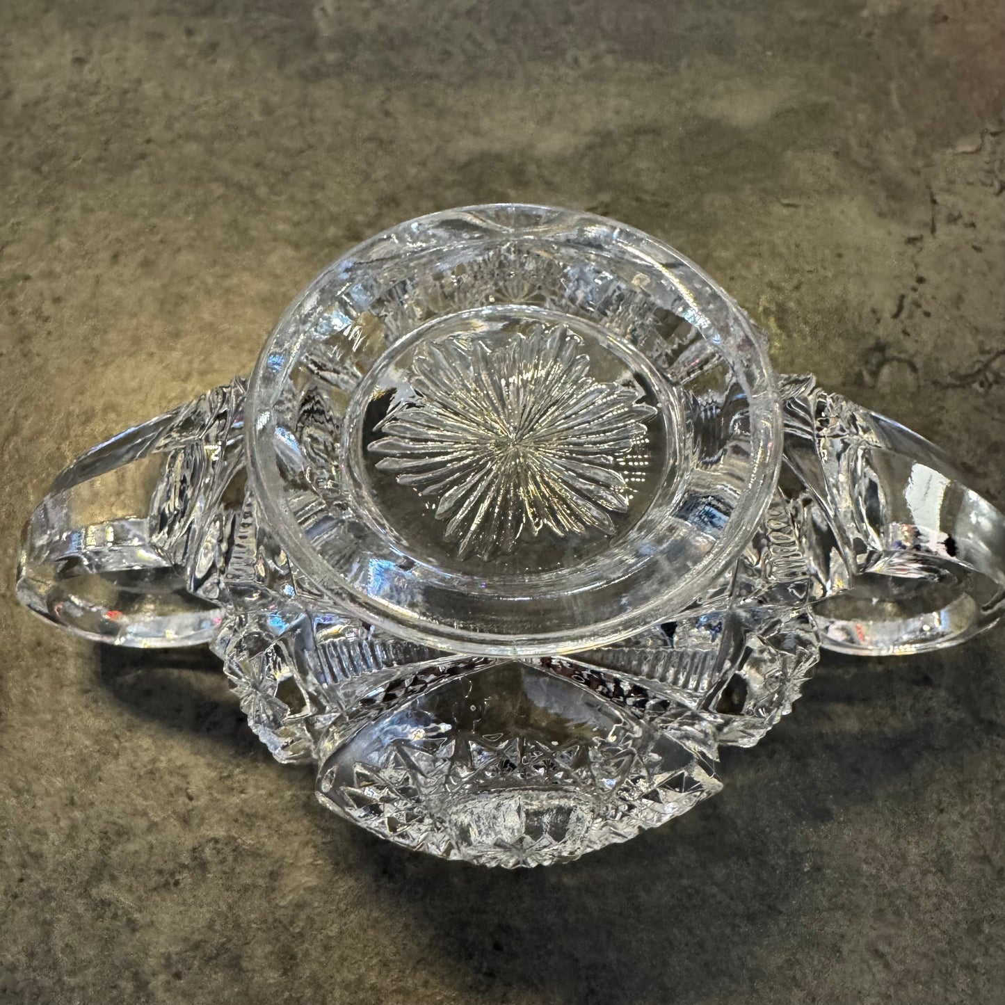 America Brilliant AB Cut Crystal Glass Creamer and Sugar Bowl