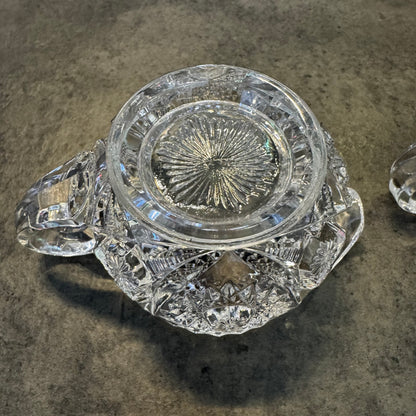 America Brilliant AB Cut Crystal Glass Creamer and Sugar Bowl