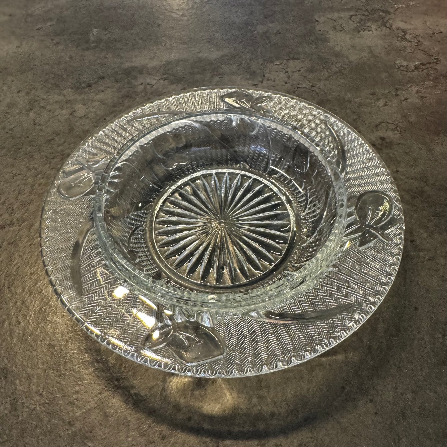 Glass Ashtray/Dish with Floral Design
