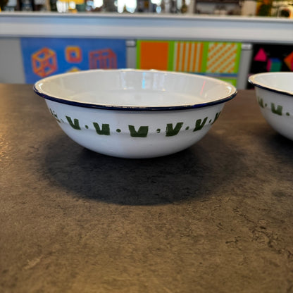 Set of 3 Enamelware Bowls with Floral Design