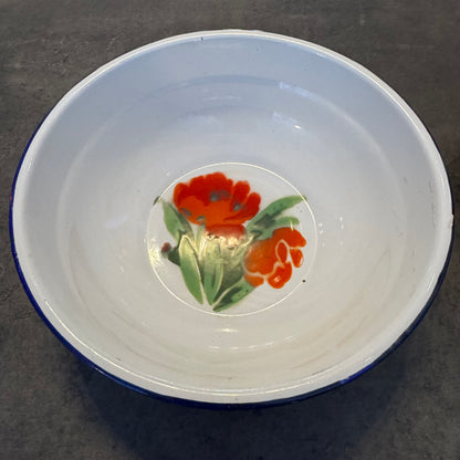 Set of 3 Enamelware Bowls with Floral Design
