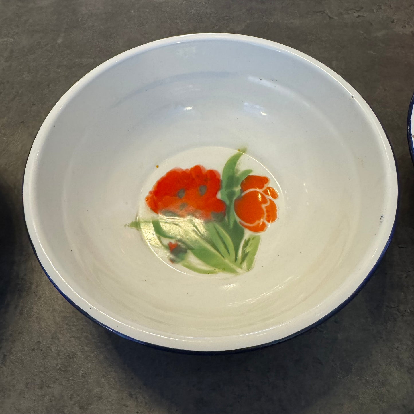 Set of 3 Enamelware Bowls with Floral Design