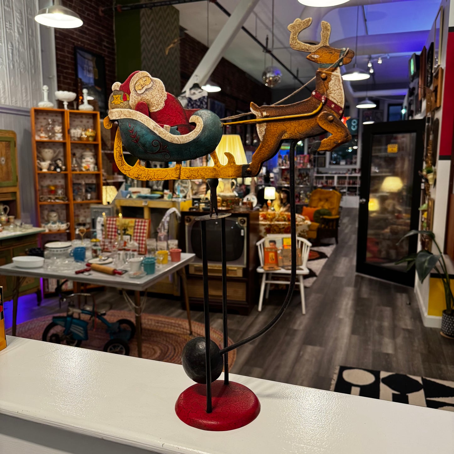 Santa's Sleigh Kinetic Sculpture With Original Box