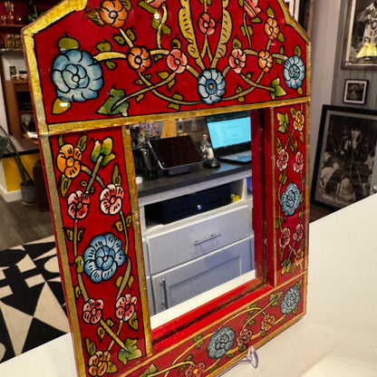 Vintage Hand-painted Floral Persian Mirror