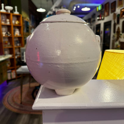 Ransburg Stoneware Pottery White Cosmos Hand-Painted Cookie Jar