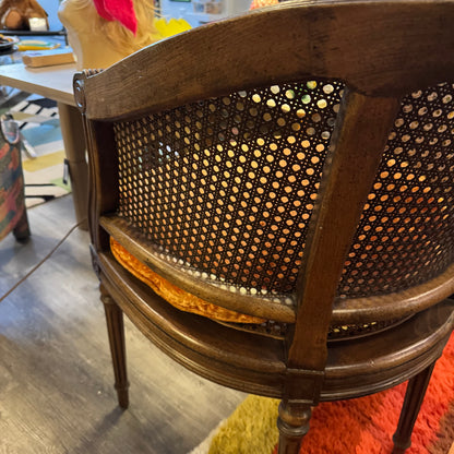 French Louis XVI Style Caned Fruitwood Chair
