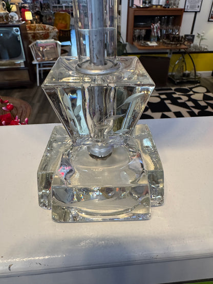 Pair of Etched Glass Lamps