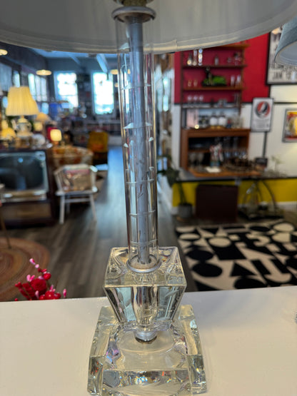 Pair of Etched Glass Lamps