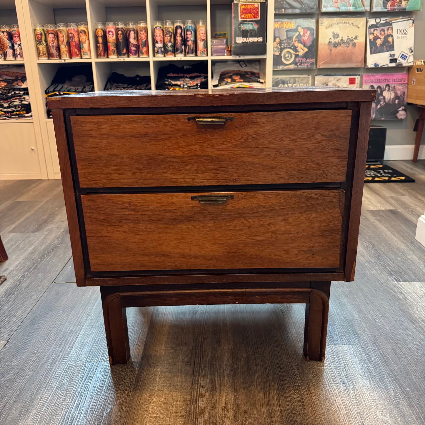 Mid Century Nightstand with 2 Drawers