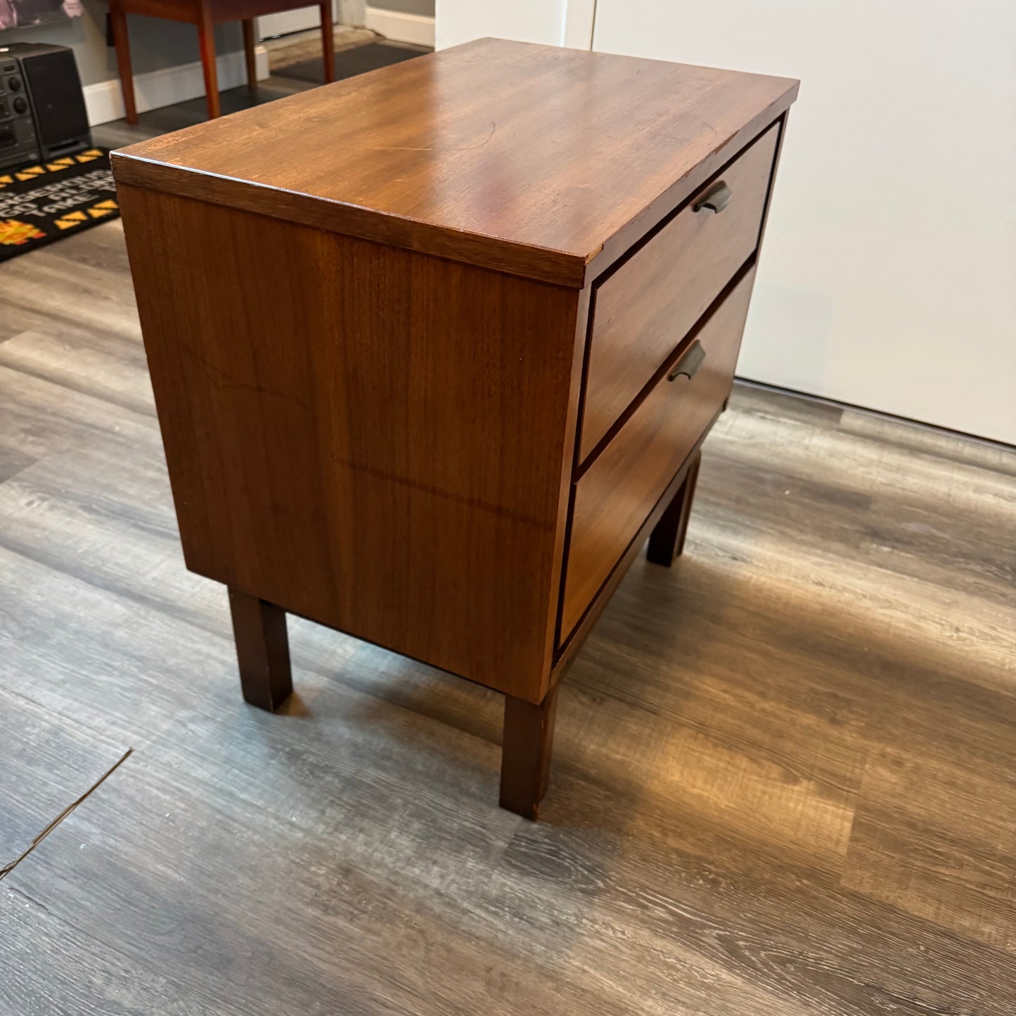 Mid Century Nightstand with 2 Drawers