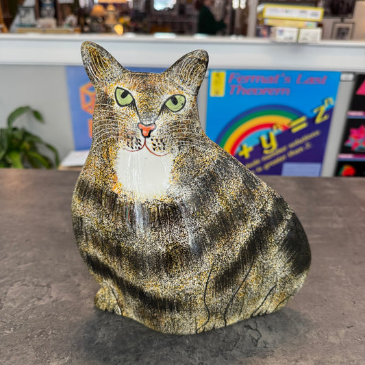 Fat Tabby Cat Ceramic Vase