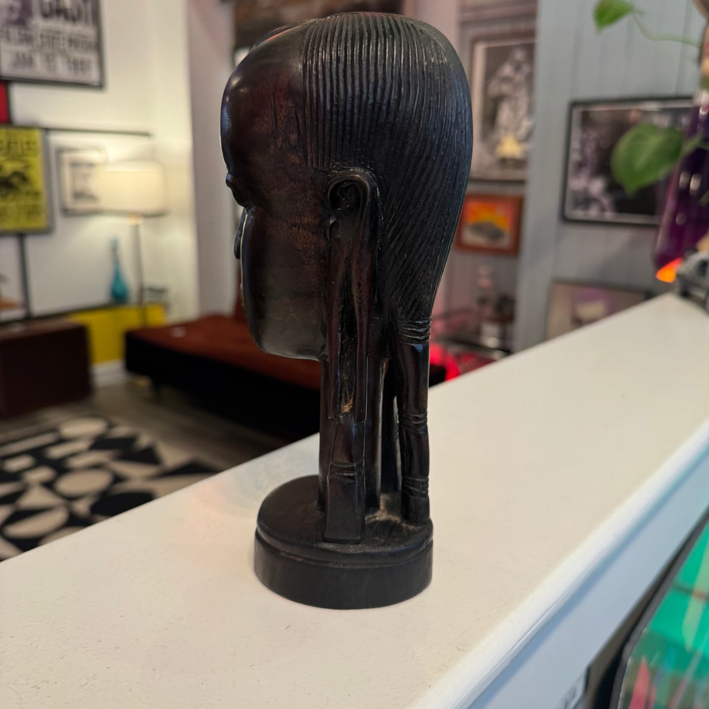 African Carved Bust Ebony Wood