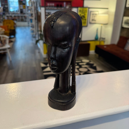 African Carved Bust Ebony Wood