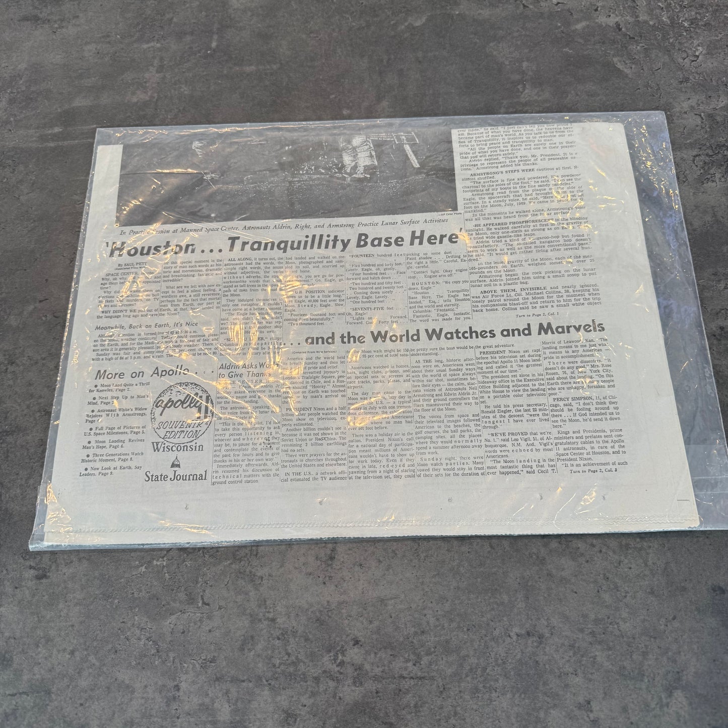 Wisconsin State Journal 'On the Moon!' Apollo 11 Edition July 21, 1969 (Pristine)