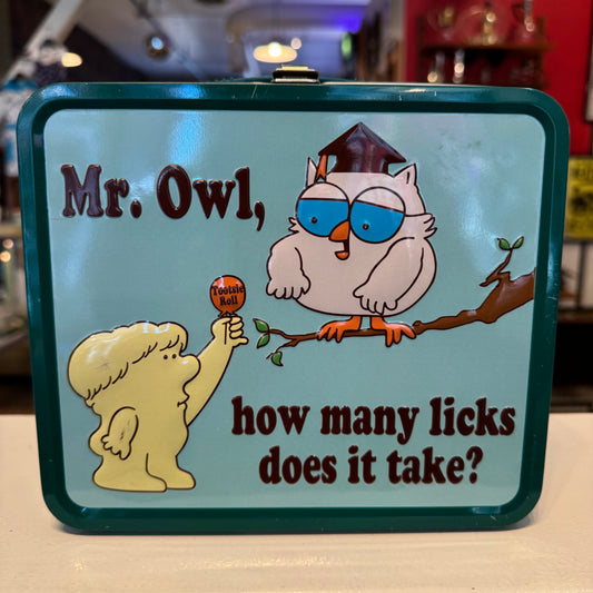 Vintage Style Tootsie Pop Metal Lunch Box – Mr. Owl "How Many Licks" – 2010 Old Navy Reproduction