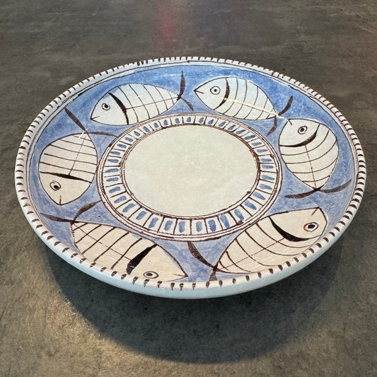 Mid-Century Modern Ed Langbein Italian Pottery Fish Platter – Hand-Painted Majolica