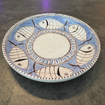 Mid-Century Modern Ed Langbein Italian Pottery Fish Platter – Hand-Painted Majolica