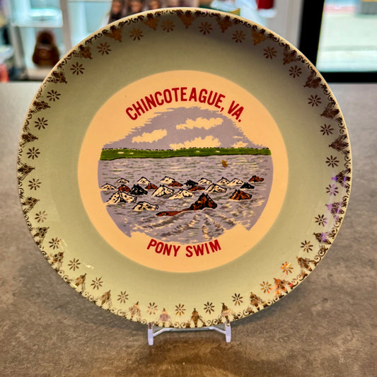 Souvenir Plate 7" Chincoteague, VA 'Pony Swim'