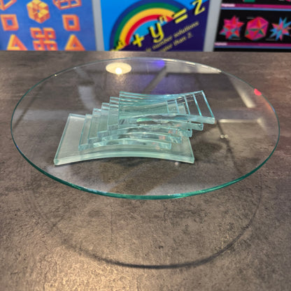 PartyLite "Stratus" Stacked Green Glass Cake Plate (11") Vintage 1990s