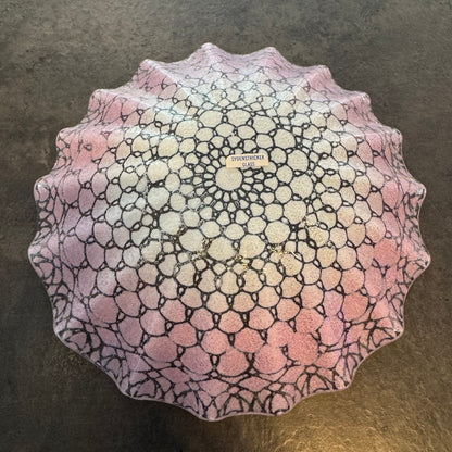 Sydenstricker Pink Lace Fused Glass Bowl - 8" Ruffled Art Glass