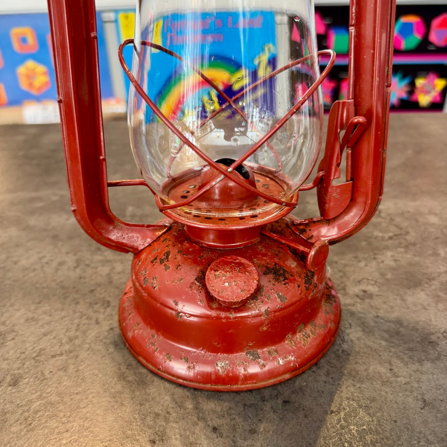 Vintage Red Hurricane Lantern - Functional Cold-Blast Kerosene Lamp