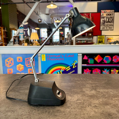 Vintage Black Gooseneck Desk Lamp - Minimalist Task Lighting - Made in Taiwan