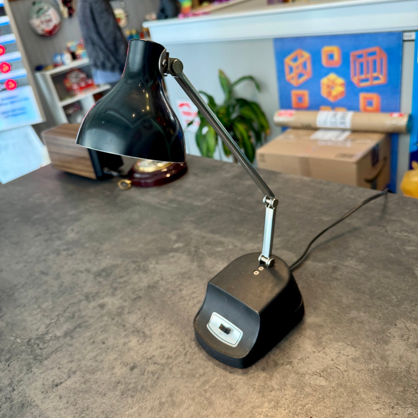 Vintage Black Gooseneck Desk Lamp - Minimalist Task Lighting - Made in Taiwan