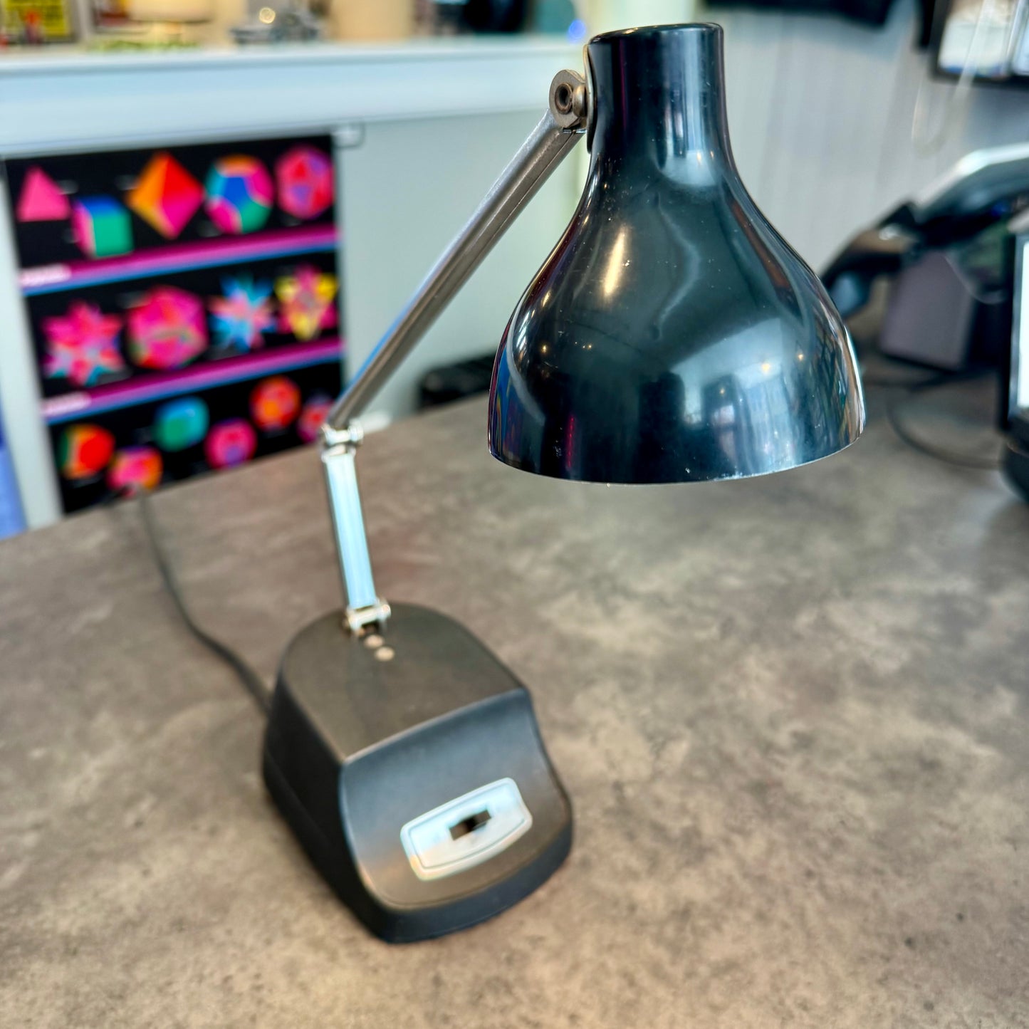Vintage Black Gooseneck Desk Lamp - Minimalist Task Lighting - Made in Taiwan