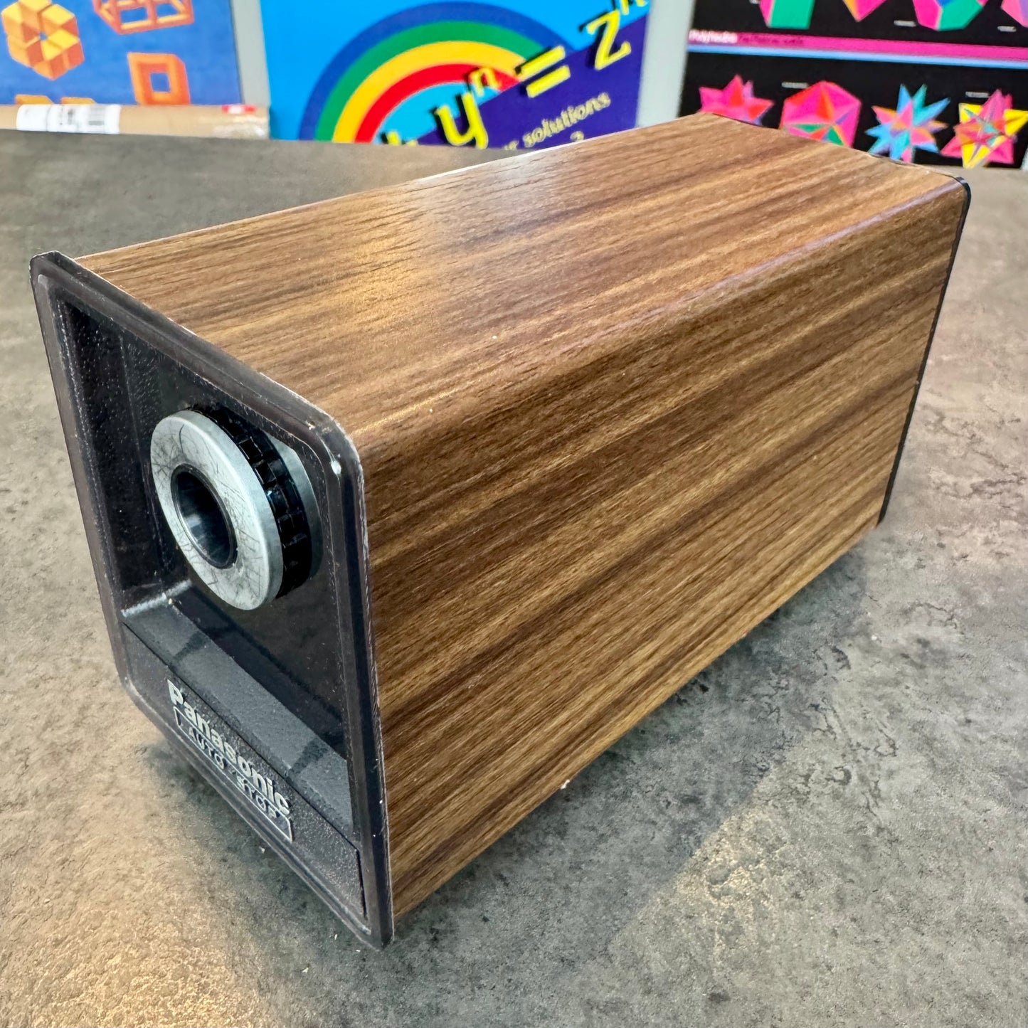 Panasonic KP-77 Electric Pencil Sharpener - Wood Grain & Chrome - Tested + Working