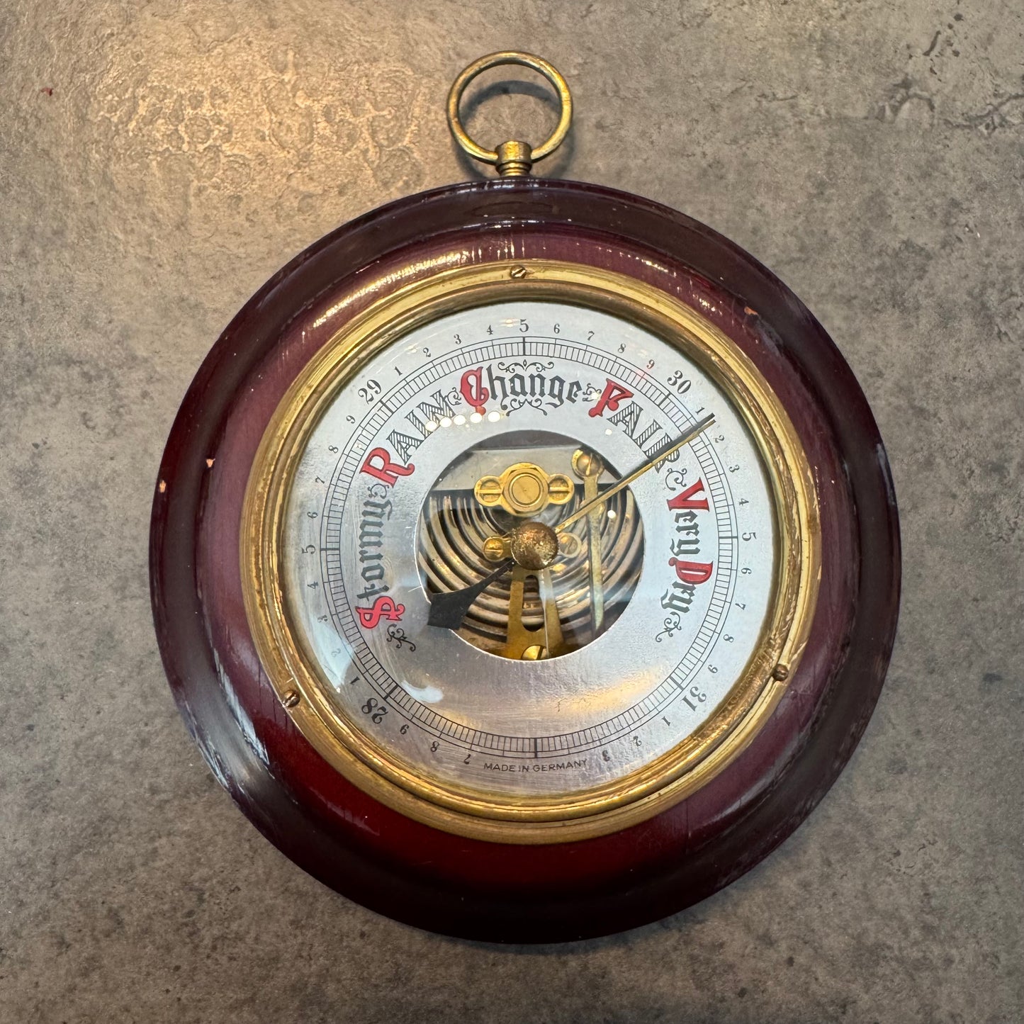 German Wood-Cased Aneroid Barometer - Precision Weather Instrument