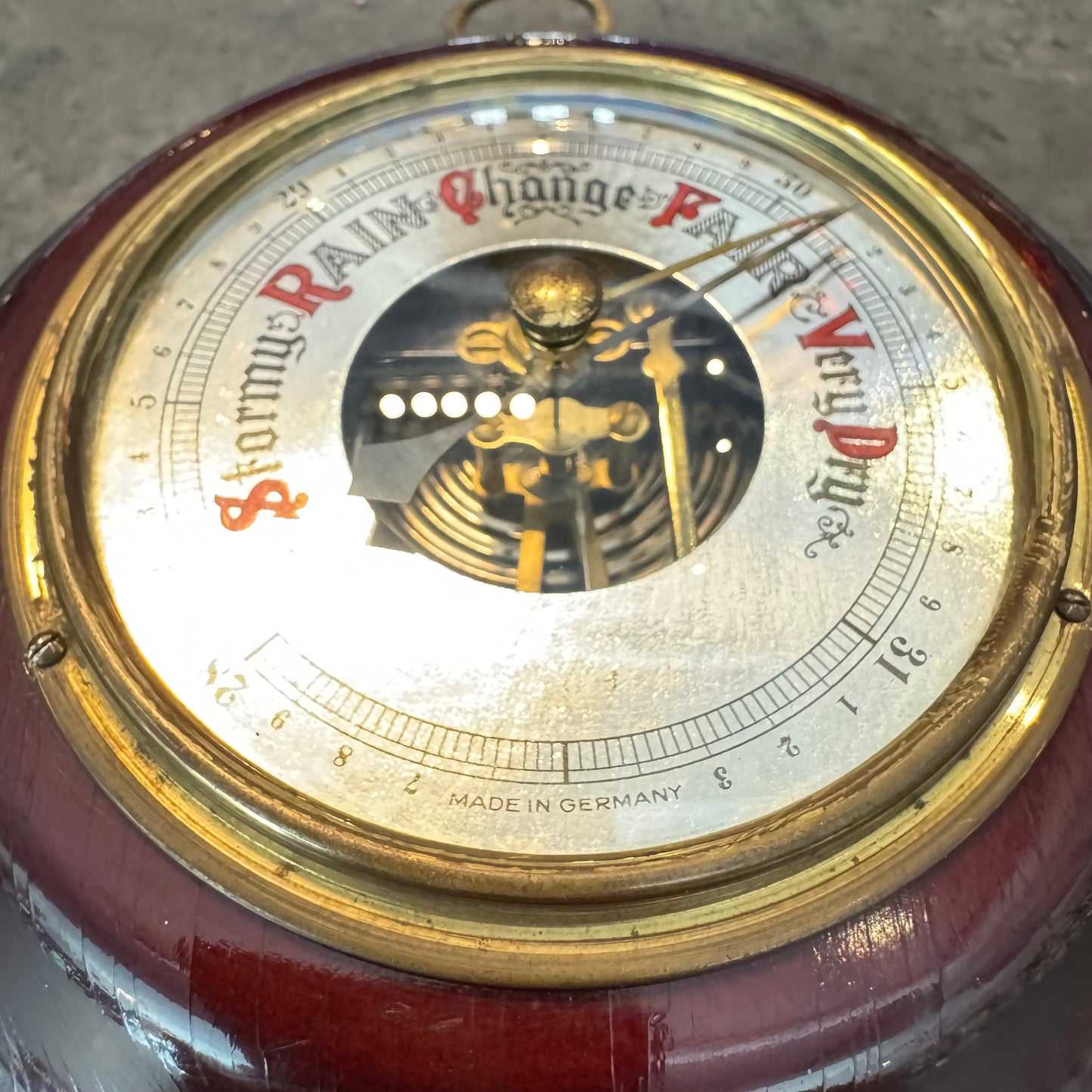German Wood-Cased Aneroid Barometer - Precision Weather Instrument