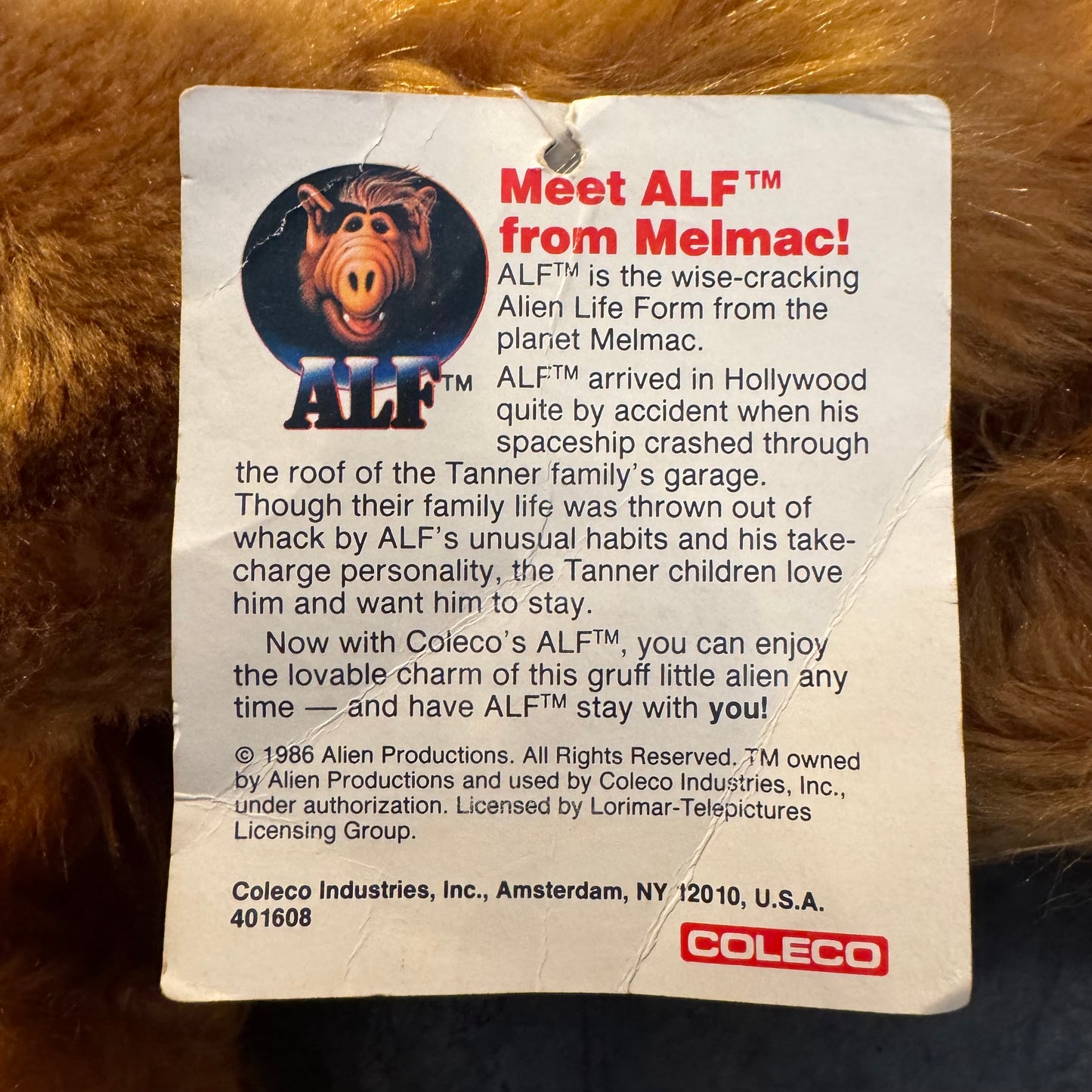 Original 1980s Alf 18" Stuffed Toy (Mint Condition & Tagged)