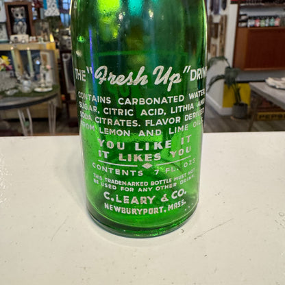 Vintage 7-Up 7oz Glass Bottle – C. Leary & Co. Newburyport, MA – No Chips