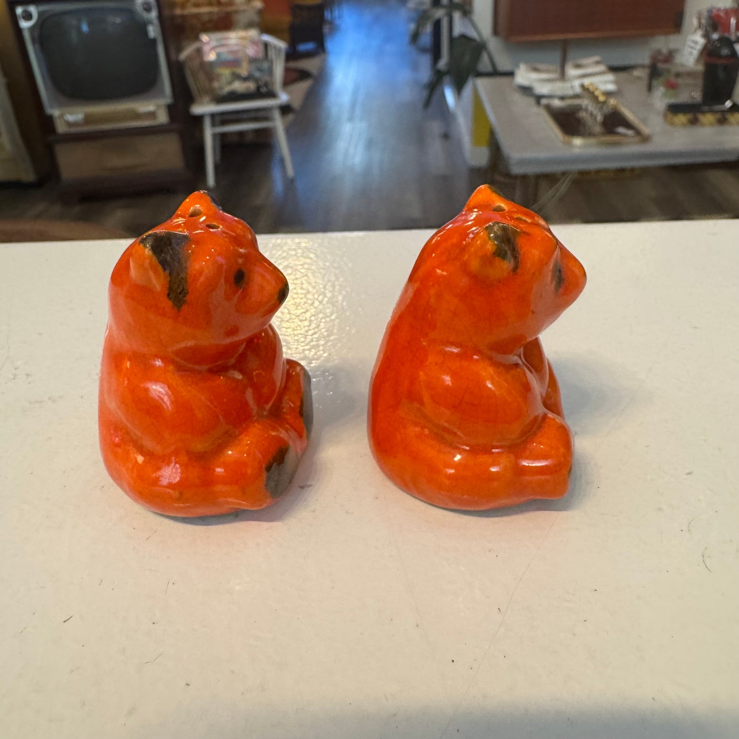 Vintage Red Panda Salt & Pepper Shakers - Mid-Century Kitsch