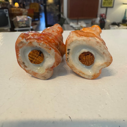 Vintage Puppy Dogs with Green Bows Salt and Pepper Shakers Japan