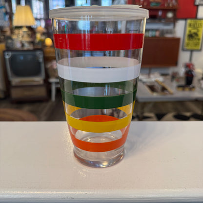 Vintage 1950s Anchor Hocking Fiesta Bands Rainbow Striped Tumbler