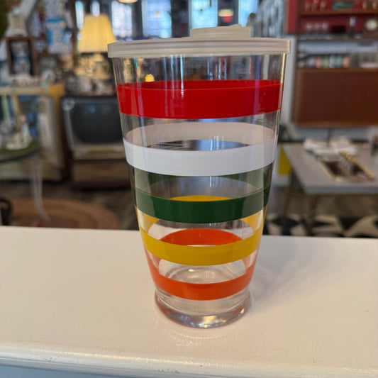 Vintage 1950s Anchor Hocking Fiesta Bands Rainbow Striped Tumbler