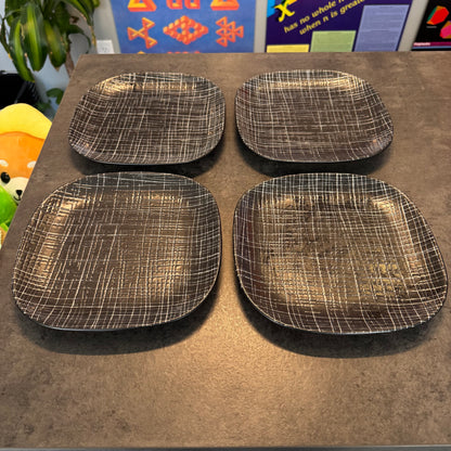 Set of 4 Calvin Klein The Khaki Collection Salad Plates "Graffiti" Pattern