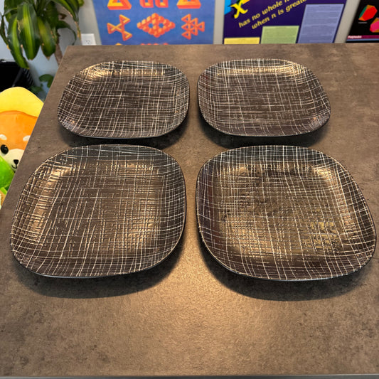 Set of 4 Calvin Klein The Khaki Collection Salad Plates "Graffiti" Pattern
