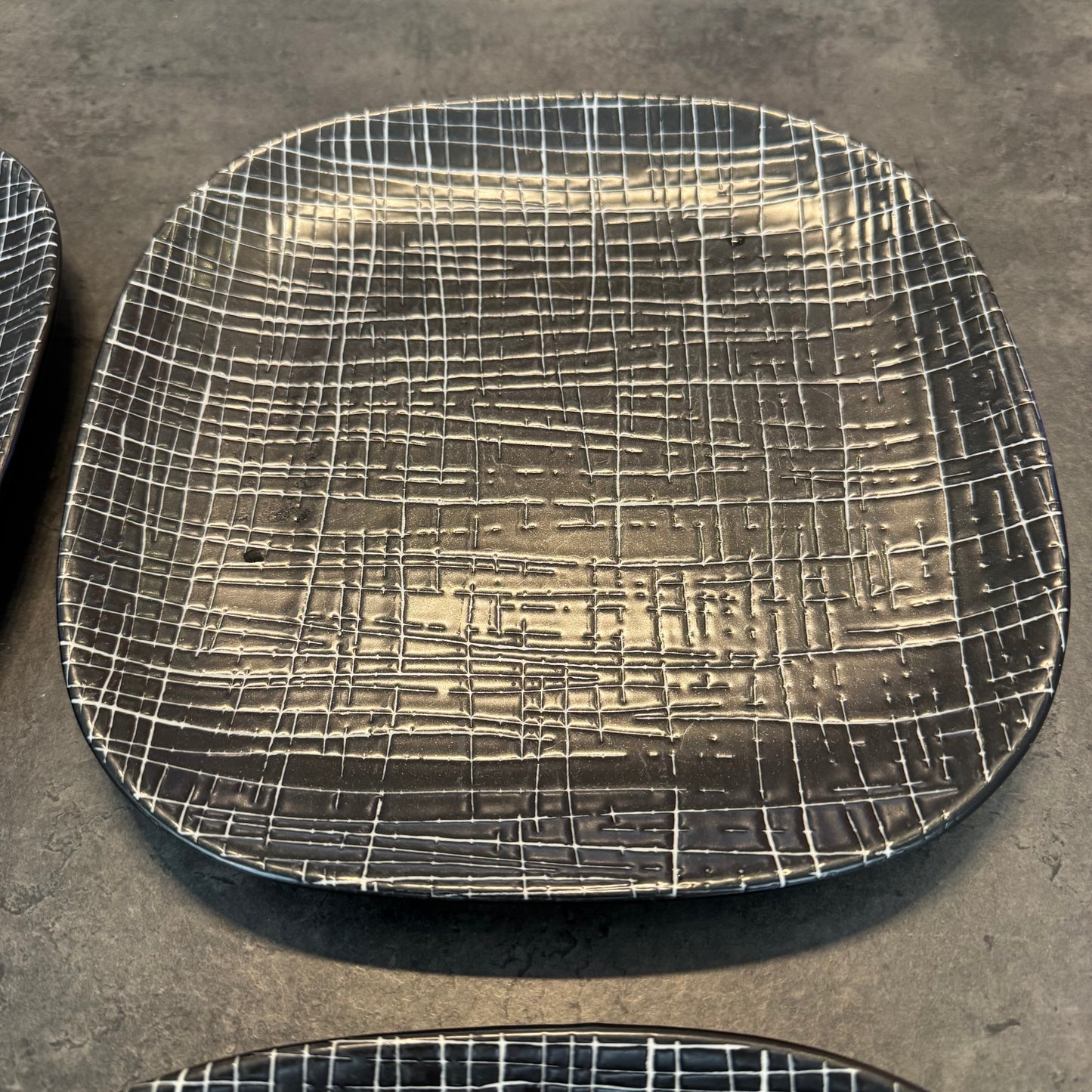 Set of 4 Calvin Klein The Khaki Collection Salad Plates "Graffiti" Pattern