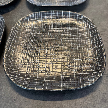 Set of 4 Calvin Klein The Khaki Collection Salad Plates "Graffiti" Pattern